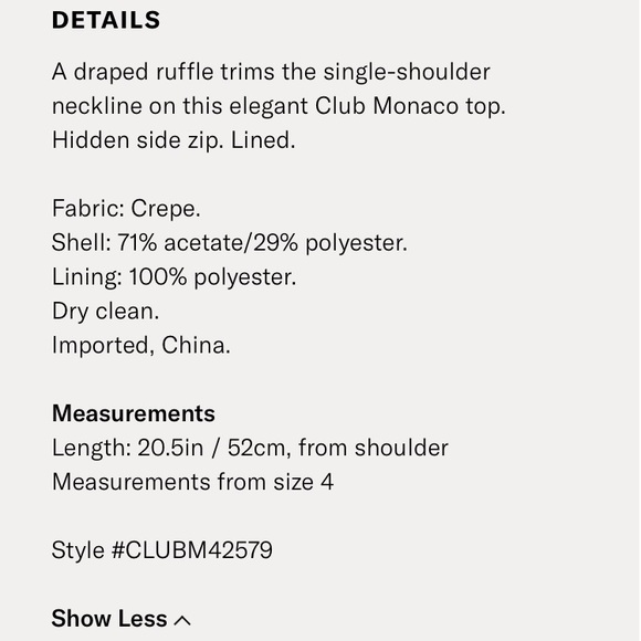 Club Monaco one shouldered top - Picture 4 of 4